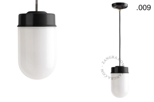 Wisząca lampa porcelana ze szklanym kloszem 009 Zangra