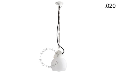 Wisząca lampa porcelana ze szklanym kloszem 020 Zangra 