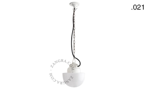 Wisząca lampa porcelana ze szklanym kloszem 021 Zangra  