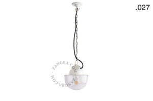Wisząca lampa porcelana ze szklanym kloszem 027 Zangra     