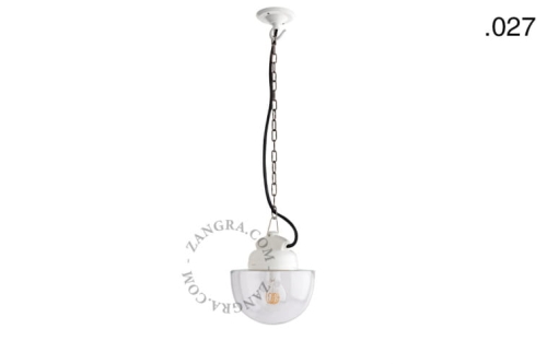 Wisząca lampa porcelana ze szklanym kloszem 027 Zangra     