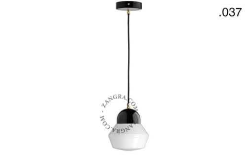 Wisząca lampa porcelana ze szklanym kloszem 037 Zangra  