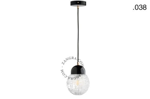 Wisząca lampa porcelana ze szklanym kloszem 038 Zangra  