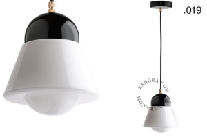 Wisząca lampa porcelana ze szklanym kloszem 019 Zangra   