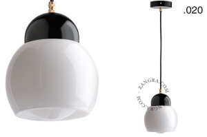 Wisząca lampa porcelana ze szklanym kloszem 020 Zangra     