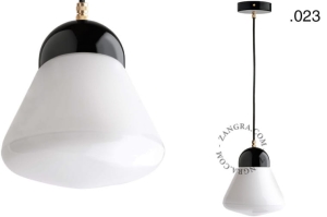Wisząca lampa porcelana ze szklanym kloszem 023 Zangra     