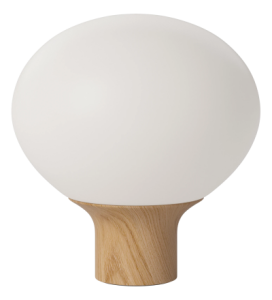 LAMPA STOŁOWA ACORN BOLIA - Ø32 CM, BIAŁE SZKŁO/ OLEJOWANY DĄB
