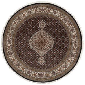Okrągły Czarno Beżowy Dywan Orientalny Reza's 206x206 cm