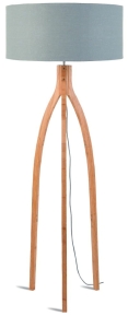 LAMPA PODŁOGOWA ANNAPURNA BAMBUS 3-NOŻNA 128CM/ABAŻUR 60X30CM, LNIANY JASNOSZARY  GOOD&MOJO