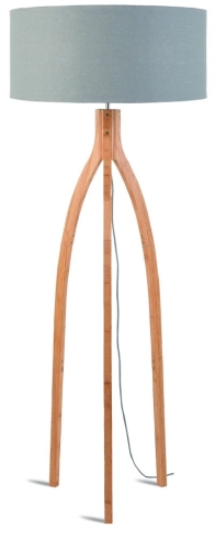 LAMPA PODŁOGOWA ANNAPURNA BAMBUS 3-NOŻNA 128CM/ABAŻUR 60X30CM, LNIANY JASNOSZARY  GOOD&MOJO