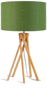 LAMPA STOŁOWA KILIMANJARO 5-NOŻNA 34CM/ ABAŻUR 32X20CM, LNIANY ZIELEŃ LASU GOOD&MOJO
