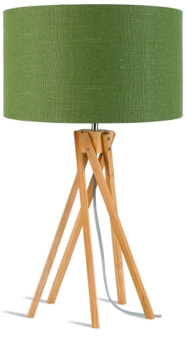 LAMPA STOŁOWA KILIMANJARO 5-NOŻNA 34CM/ ABAŻUR 32X20CM, LNIANY ZIELEŃ LASU GOOD&MOJO