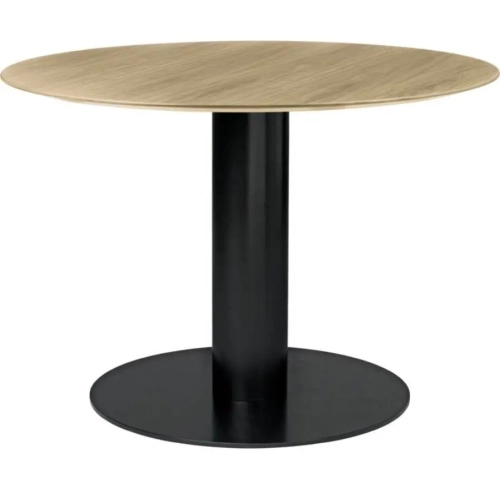 GUBI stół 2.0 do jadalni czarny  Ø110 cm/lakierowany matowy dąb