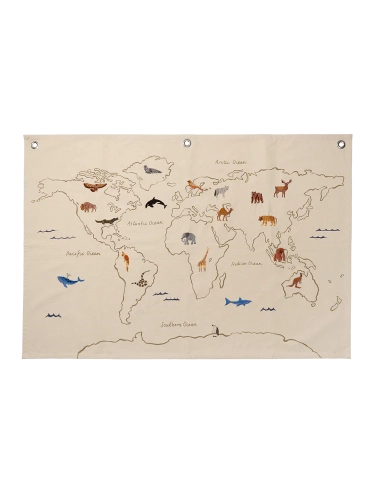 Mapa The World Textile Map Off-white ferm Living 