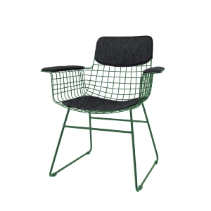 ZESTAW COMFORT CZARNY DO KRZESŁA METALOWEGO WIRE Z PODŁOKIETNIKAMI	- HK LIVING