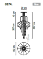 Lampa wisząca VIBIA WIREFLOW Chandelier 0374