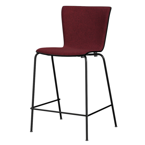 FRITZ HANSEN krzesło barowe niskie VICO DUO front tapicerowany podstawa czarna różne kolory 