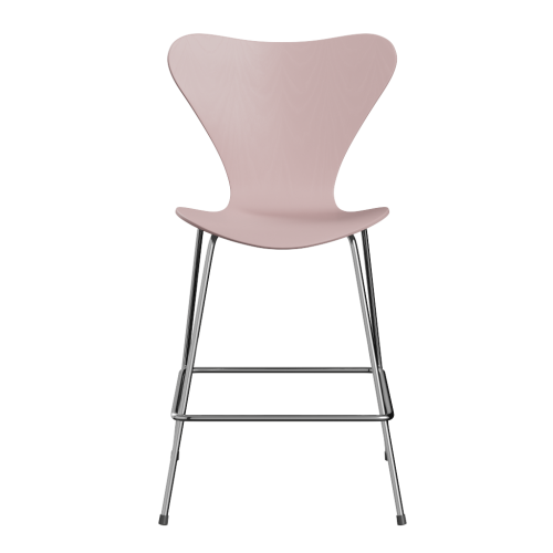 FRITZ HANSEN krzesło barowe SERIES 7 64cm fornir barwiony blady róż