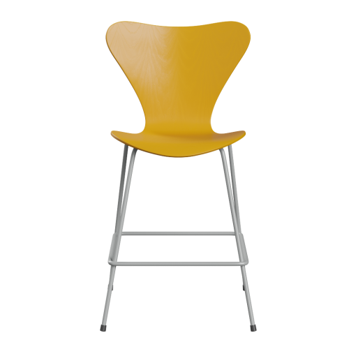 FRITZ HANSEN krzesło barowe SERIES 7 64cm fornir barwiony żółty