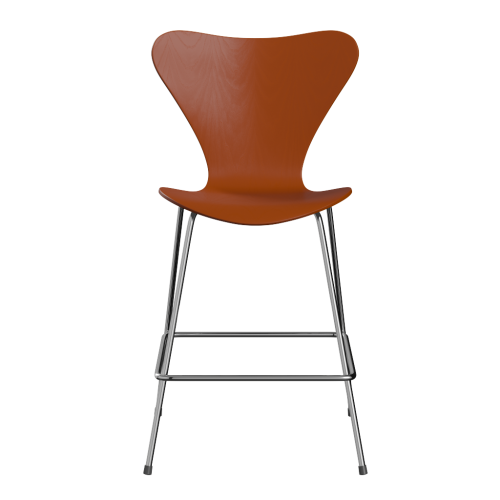 FRITZ HANSEN krzesło barowe SERIES 7 64cm fornir barwiony rajski pomarańcz