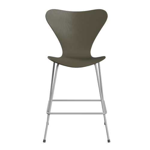 FRITZ HANSEN krzesło barowe SERIES 7 64cm fornir barwiony oliwkowy