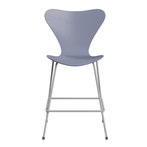 FRITZ HANSEN krzesło barowe SERIES 7 64cm fornir barwiony lawendowy błękit