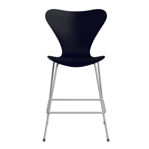 FRITZ HANSEN krzesło barowe SERIES 7 64cm fornir barwiony granatowy