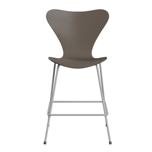 FRITZ HANSEN krzesło barowe SERIES 7 64cm fornir barwiony gliniany brąz