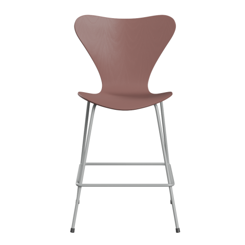 FRITZ HANSEN krzesło barowe SERIES 7 64cm fornir barwiony dzika róża
