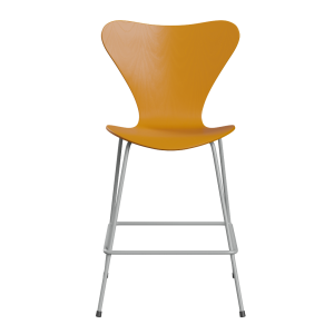 FRITZ HANSEN krzesło barowe SERIES 7 64cm fornir barwiony ciemny żółty