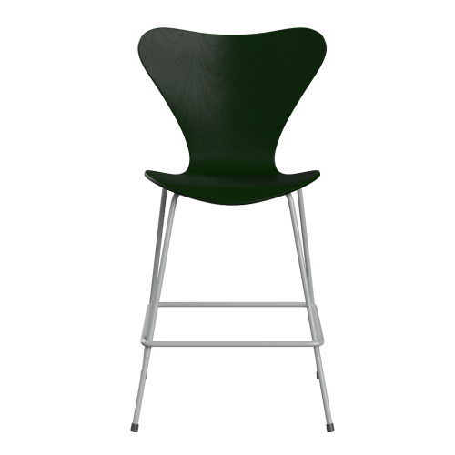 FRITZ HANSEN krzesło barowe SERIES 7 64cm fornir barwiony ciemna zieleń