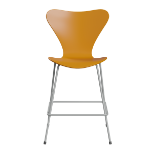 FRITZ HANSEN krzesło barowe SERIES 7 64cm fornir lakierowany ciemny żółty