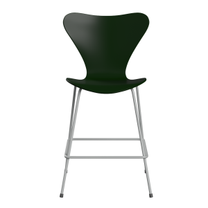 FRITZ HANSEN krzesło barowe SERIES 7 64cm fornir lakierowany ciemna zieleń