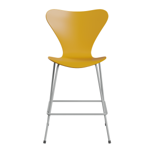 FRITZ HANSEN krzesło barowe SERIES 7 64cm fornir lakierowany żółty