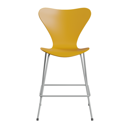 FRITZ HANSEN krzesło barowe SERIES 7 64cm fornir lakierowany żółty