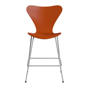 FRITZ HANSEN krzesło barowe SERIES 7 64cm fornir lakierowany rajski pomarańcz