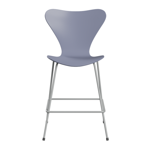 FRITZ HANSEN krzesło barowe SERIES 7 64cm fornir lakierowany lawendowy błękit