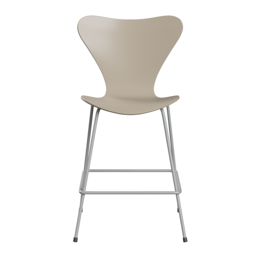 FRITZ HANSEN krzesło barowe SERIES 7 64cm fornir lakierowany jasny beż