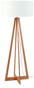 LAMPA PODŁOGOWA EVEREST BAMBUS 4-NOŻNA 127CM/ABAŻUR 60X30CM, LNIANY BIAŁY  GOOD&MOJO