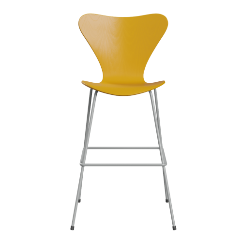 FRITZ HANSEN krzesło barowe SERIES 7 76cm fornir barwiony różne warianty żółty
