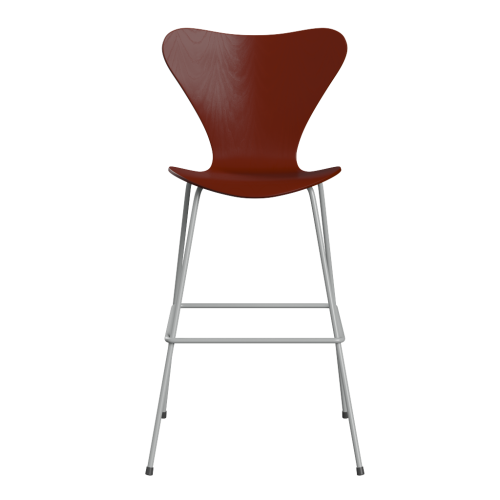FRITZ HANSEN krzesło barowe SERIES 7 76cm fornir barwiony różne warianty wenecka czerwień