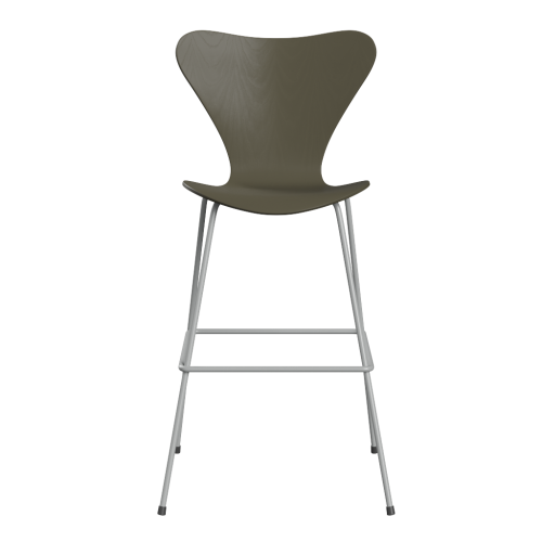 FRITZ HANSEN krzesło barowe SERIES 7 76cm fornir barwiony różne warianty oliwkowy