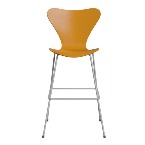 FRITZ HANSEN krzesło barowe SERIES 7 76cm fornir barwiony różne warianty ciemny żółty