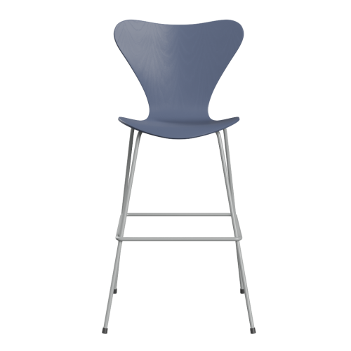 FRITZ HANSEN krzesło barowe SERIES 7 76cm fornir barwiony różne warianty błękit zmierzchu