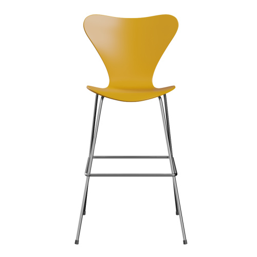 FRITZ HANSEN krzesło barowe SERIES 7 76cm fornir lakierowany różne warianty żółty