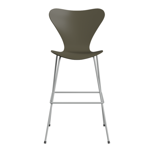 FRITZ HANSEN krzesło barowe SERIES 7 76cm fornir lakierowany różne warianty oliwkowy