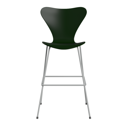 FRITZ HANSEN krzesło barowe SERIES 7 76cm fornir lakierowany różne warianty ciemny zielony