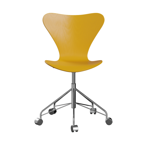 FRITZ HANSEN krzesło obrotowe SERIES 7 fornir barwiony różne warianty żółty