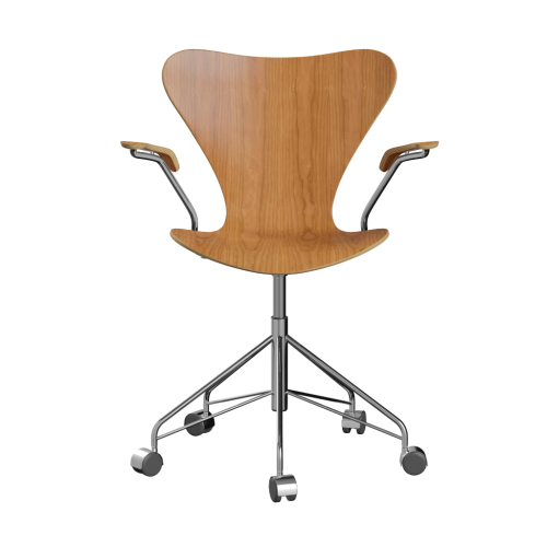 FRITZ HANSEN krzesło obrotowe z podłokietnikami SERIES 7 fornir naturalny różne warianty wiśnia