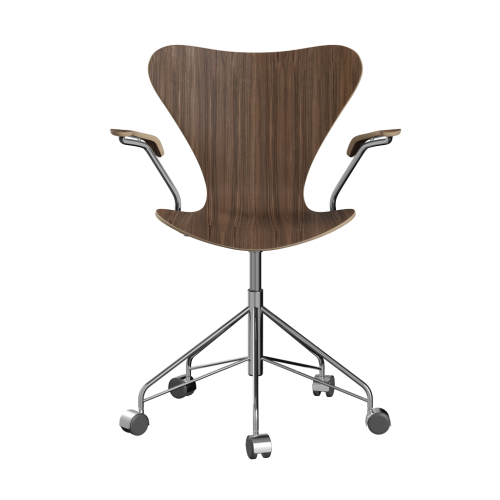 FRITZ HANSEN krzesło obrotowe z podłokietnikami SERIES 7 fornir naturalny różne warianty orzech